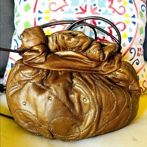 Rita Diana for Mylinka Vintage Bronze Sequin Design Hobo Crossbody Bag